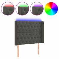 Hoofdbord LED 103x16x118/128 cm fluweel donkergrijs - thumbnail