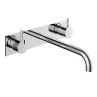 Wastafelmengkraan Hotbath Cobber Inbouw 2-hendel Met Achterplaat Gebogen 25 cm Chroom - thumbnail