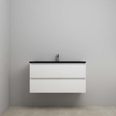 On-Line Onderkast - 100 cm - Voorgemonteerd - Ladestructuur - Acryl Wastafel - 1 Kraangat - Hoogglans Wit