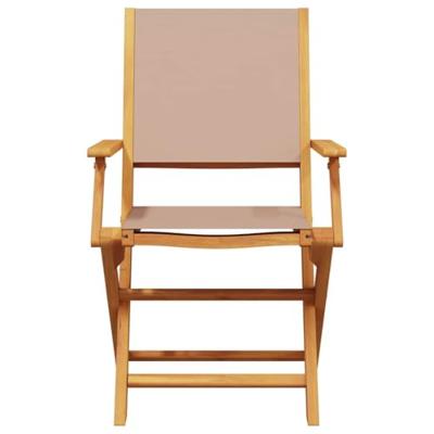 Tuinstoelen 2 st massief acaciahout en stof taupe - thumbnail