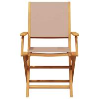 Tuinstoelen 2 st massief acaciahout en stof taupe - thumbnail