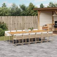 13-delige Tuinset met kussens poly rattan beige - thumbnail