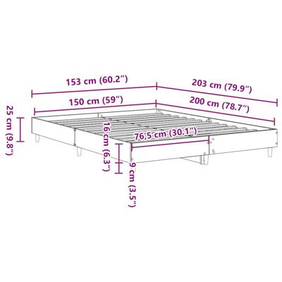 Bedframe zonder matras 150x200 cm spaanplaat zwart - thumbnail