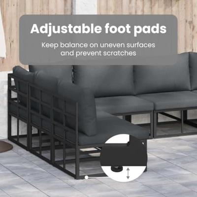 Tuinbankenset met kussen 10 pcs Zwart Aluminium