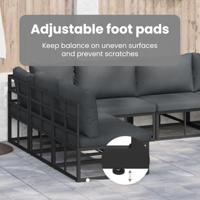 Tuinbankenset met kussen 10 pcs Zwart Aluminium - thumbnail