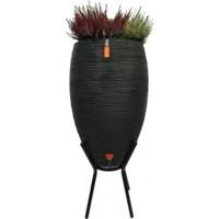 Capi Nature Rib regenton zwart 130 liter met plantenbak - thumbnail