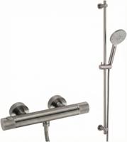 Ben Engraved Cross thermostatische doucheset 15cm met gravering en 3 straalsoorten gunmetal pvd-coating - thumbnail