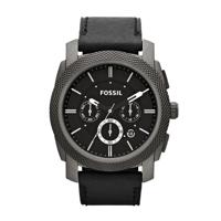Fossil horlogeband TI1003 Leder Zwart + zwart stiksel - thumbnail