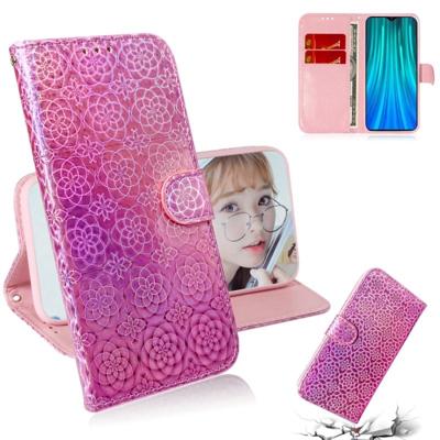 Voor Xiaomi Redmi Note 8 Pro effen kleur kleurrijke magnetische Buckle horizontale Flip PU lederen draagtas met houder & kaartsleuven & portemonnee &