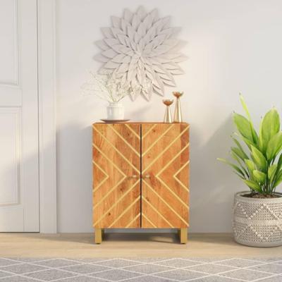Dressoir 60x33,5x75 cm massief mangohout bruin en zwart