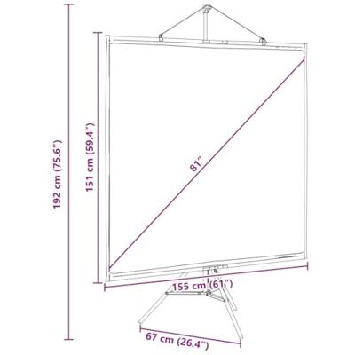 Projectiescherm met statief 81 inch 1:1 Projectiescherm met statief 81 inch 1:1