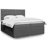 Boxspring met matras stof donkergrijs 200x200 cm - thumbnail