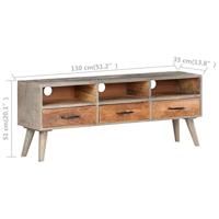 Tv-meubel 130x35x51 cm massief ruw mangohout grijs - thumbnail
