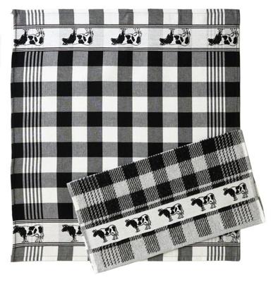 Theedoek koe zwart 60x65cm 100% katoen