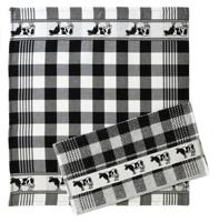 Theedoek koe zwart 60x65cm 100% katoen - thumbnail