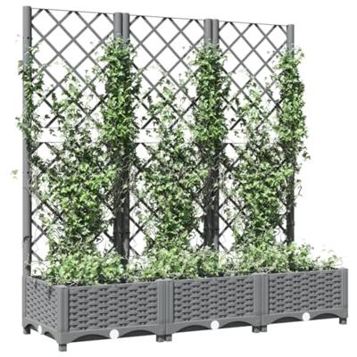VidaXL Plantenbak met latwerk 120x40x121,5 cm polypropeen lichtgrijs VidaXL Plantenbak met latwerk 120x40x121,5 cm polypropeen lichtgrijs
