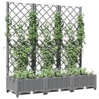 Plantenbak met latwerk 120x40x121,5 cm polypropeen lichtgrijs - thumbnail