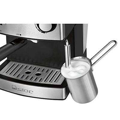 Clatronic ES 3643 Espressomachine met filterhouder Zwart, RVS 850 W Met kopverwarmer, Met melkopschuimer