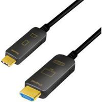 LogiLink CUF0100 video kabel adapter 10 m USB Type-C HDMI Type A (Standaard) Zwart - thumbnail