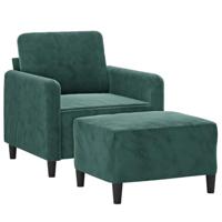 Fauteuil met voetenbank 60 cm fluweel donkergroen - thumbnail