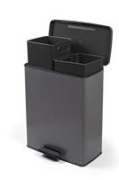 Duo Rechthoek Vuilnisbak - DECO BIN - CURVER - 52L (26+26L) - 49 x 32 x 61 cm - Antraciet - thumbnail