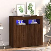 Dressoir met LED-verlichting 80x35x75 cm bruin eiken - thumbnail