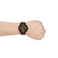 Fossil Heren Nate chronograaf bruin lederen bandhorloge JR1487 - thumbnail