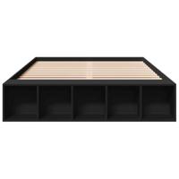 Bedframe bewerkt hout zwart 135x190 cm - thumbnail