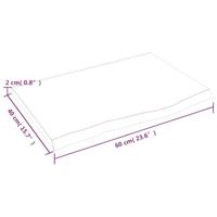 Tafelblad 60x40x2 cm behandeld massief eikenhout lichtbruin - thumbnail