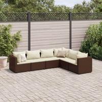 7-delige Loungeset met kussens poly rattan bruin - thumbnail