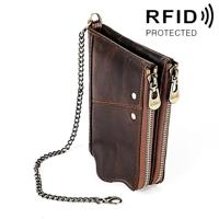 LT3533 lange Crazy Horse textuur koeienhuid lederen opvouwbare anti-magnetische RFID portemonnee Clutch tas voor mannen met kaartsleuven & schouderba - thumbnail