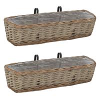 VidaXL Balkonbakken 2 st 60 cm wicker met pe-voering - thumbnail