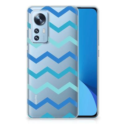 Xiaomi 12 | 12X | TPU bumper | Zigzag Blauw Xiaomi 12 | 12X | TPU bumper | Zigzag Blauw
