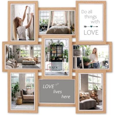 Haes Deco Houten Multi Fotolijst / Galerie Fevik in bruin met wit voor 9 foto's 10x15 (formaat 45x45 cm) - MP128