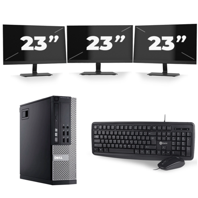 Dell Optiplex 990 Desktop - Intel Core i5-2e Generatie - 8GB RAM - 256GB SSD - Windows 10 + 3x 23 inch Monitor