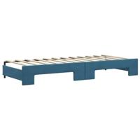 Slaapbank met onderschuifbed 80x200 cm fluweel blauw - thumbnail