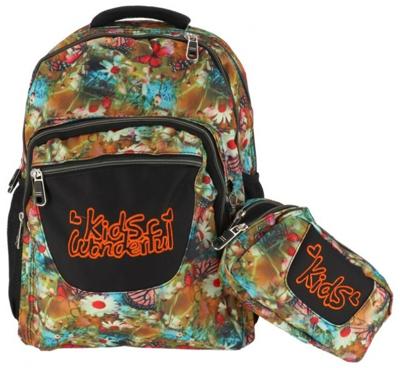 Gerimport rugzak met etui Bloemen junior 32 x 43 cm polyester