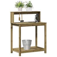 Oppottafel met schappen 82,5x50x109,5 cm gempregneerd hout - thumbnail