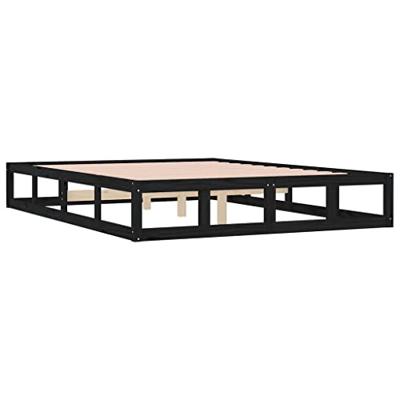 Bedframe massief hout zwart 140x190 cm - thumbnail