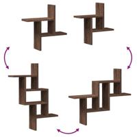 Wandschappen 2 st 38x12x38 cm bewerkt hout bruin eikenkleurig - thumbnail