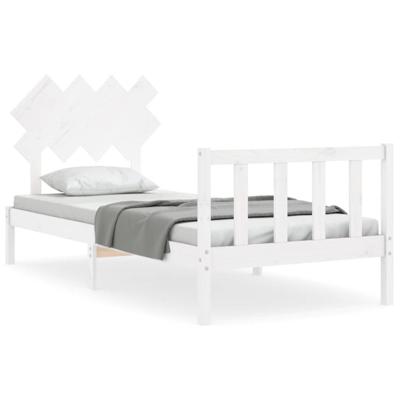Bedframe met hoofdbord massief hout wit