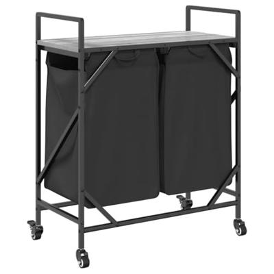 Wasmand 2 vakken met planken grijs sonoma eiken Wasmand 2 vakken met planken grijs sonoma eiken