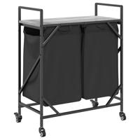 Wasmand 2 vakken met planken grijs sonoma eiken - thumbnail