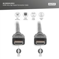Digitus AK-330124-020-S HDMI-kabel HDMI Aansluitkabel HDMI-A-stekker, HDMI-A-stekker 2.00 m Zwart 8K UHD, Vergulde steekcontacten, Afscherming gevlochten, - thumbnail