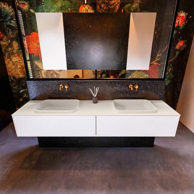 Badkamermeubelset Mondiaz Erin 200 cm met 2 Lades met RIDGE Wastafel Dubbel Linen Zonder Kraangaten Greeploos Mat Talc Badkamermeubelset Mondiaz Erin 200 cm met 2 Lades met RIDGE Wastafel Dubbel Linen Zonder Kraangaten Greeploos Mat Talc