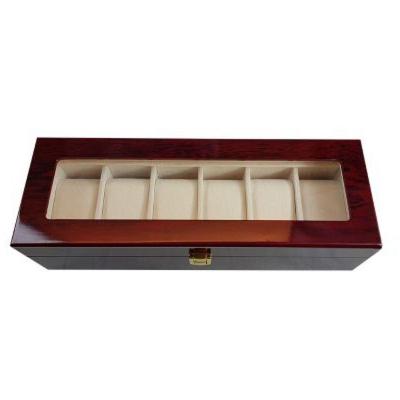Luxe klassieke houten horlogebox voor 6 horloges | Rood Luxe klassieke houten horlogebox voor 6 horloges | Rood