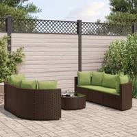 7-delige Loungeset met kussens poly rattan bruin - thumbnail