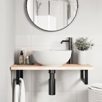 Wandbeugels voor wasbak 2 st rechthoekig staal zwart - thumbnail