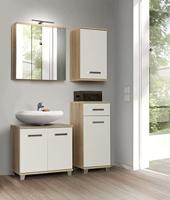 Wandkast - Wit / Sonoma Eiken - 1 deur - Badkamermeubel - 68,8 x 29 x 40,2 cm - thumbnail