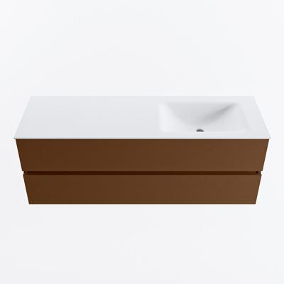 MONDIAZ VICA 140cm badmeubel onderkast Rust 2 lades. Wastafel CLOUD rechts zonder kraangat, kleur Talc.